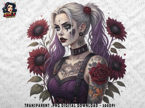 Download Dark Gothic Beauty with Flowers - Premium Resources