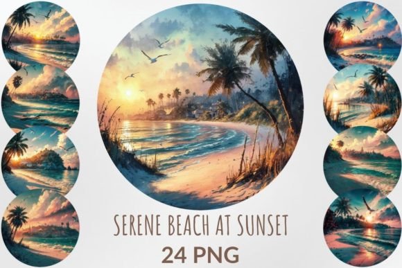 Download Serene Beach at Sunset Sublimation Pack - Serene Collection